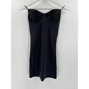 Naomi & Nicole Shapewear Womens 36C Black Luxe Slip Strapless Bra Bodysuit Nylon